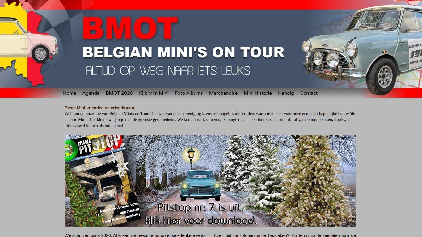 Website van Belgian Minis on Tour