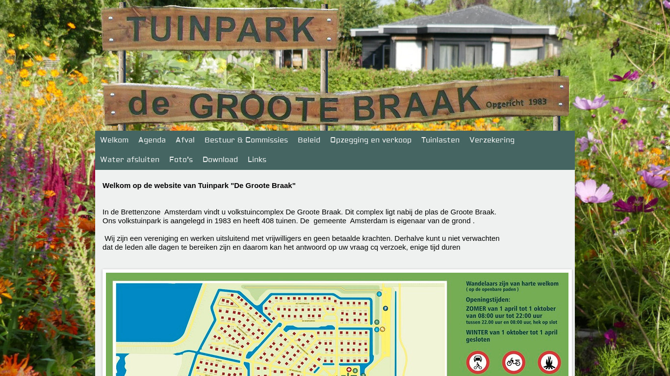Website van Tuinpark de Groote Braak