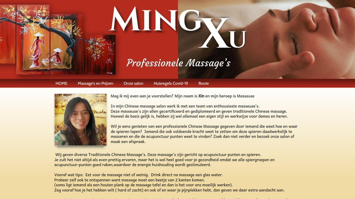 Website van Ming Xu Massage